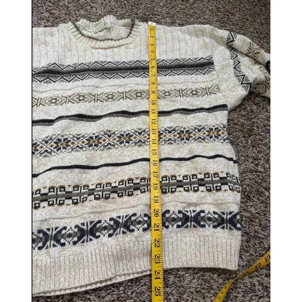 Vtg St Johns Bay Mens Grandpa Sweater Sz L Nordic Scandi Fair Isle Cabin Ski
